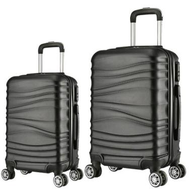 Imagem de Kit 2 Malas de Viagem Grande e Bordo Preta AS67 em ABS c/ rodas 360º e