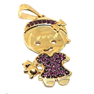 Imagem de Pingente de ouro 18k Filha com Pedras - Elegancy Joias