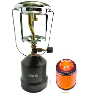 Imagem de Lampião Portátil Camping Pesca A Gás Kala + 2 Refil 190g, Preto