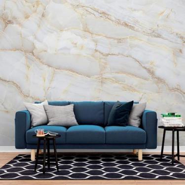 Imagem de Papel de Parede Painel 3D Mármore Calacata com Bege 2,5M Revestimento 