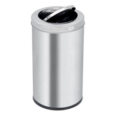 Imagem de Lixeira Basculante 21l Aço Inox 46x25cm Sobrepor - Brinox, Prata