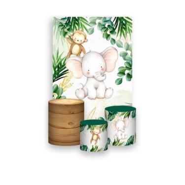 Imagem de Painel De Festa Vertical 1,50 x 2,20 + Trio De Capas Cilindro - Safari