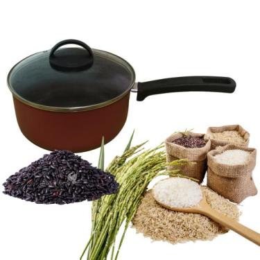 Imagem de Panelinha 20cm de Arroz e Feijão Multiuso Antiaderente vermelho com Ca
