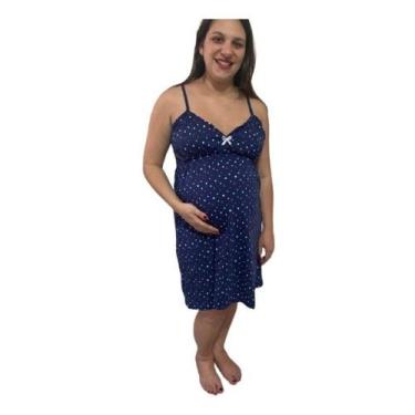 Imagem de Camisola De Amamentar Gestante Alça Fina - Dani lingerie, Azul, P
