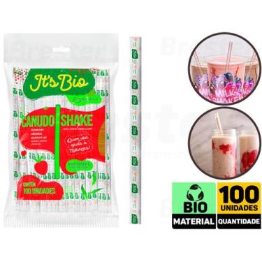 Imagem de Canudo Biodegradável Milk Shake Açai 8mm C/ 100 Unidades Strawplast, C
