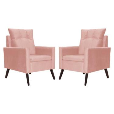 Imagem de Kit 02 Poltronas Ligia Luxo Veludo Cores - DS Estofados, Rosa