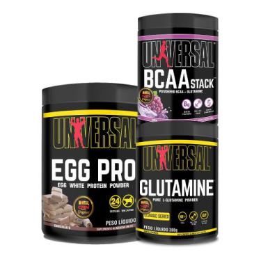Imagem de Kit Egg Pro 454g + BCAA Stack 250g + Glutamina 300g - Universal, CHOCO