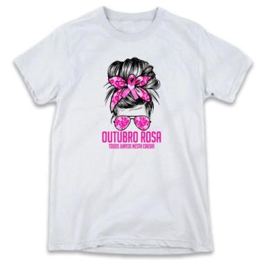 Imagem de 1 Camiseta Outubro Rosa Cabeça Juntos na Causa Contra Cancêr - W3Artes