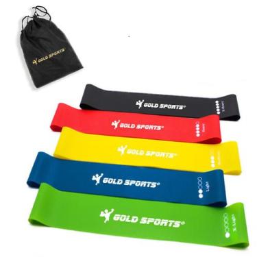 Imagem de Kit Mini Band Faixas Elásticas Gold Sports Super Pro - 5 níveis de ten