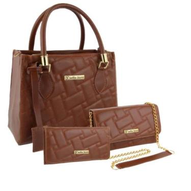 Imagem de Bolsa Feminina Grande Moda Casual + Bolsa Flap + Carteira - Selfie Sto