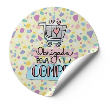 Imagem de 120 Etiquetas Adesivas Redondas Selo Obrigado Pela Compra Carrinho De 