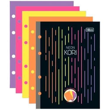 Imagem de Refil fichário colegial Tilibra Neon Kori sem pauta 4 cores