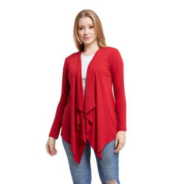 Imagem de Cardigan plus size feminino casaco kimono com bico manga longa - Wooks