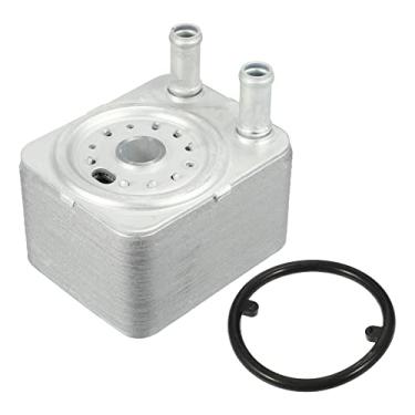 Imagem de X AUTOHAUX Caixa do refrigerador de óleo do motor do carro com conjunto de junta para Volkswagen Passat Jetta Golf Eos Touareg Beetle R32 SportWagen 038117021B