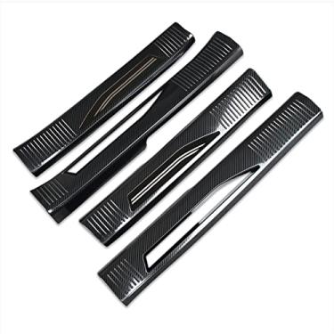 Imagem de Beautost Apto para Lexus New RX RX350 RX350h RX500h F Sport 2023 Guarnições de proteção de placa de proteção de soleira de porta interna (fibra de carbono preta)