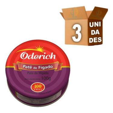 Imagem de Kit 3 Pate De Figado Oderich Enlatado 100g