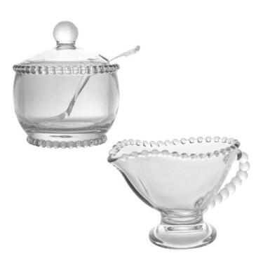 Imagem de Kit Café Da Manhã Açucareiro De Cristal Com Molheira Bolinha - Wolff