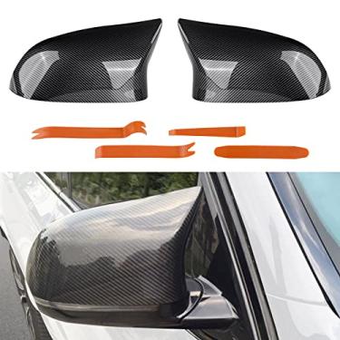 Imagem de JDMON Substituição para tampa do espelho retrovisor de porta BMW X3 F25 X4 F26 X5 F15 X6 F16 2014 2015 2016 2017 2018 Acabamento da tampa do espelho lateral (fibra de carbono)
