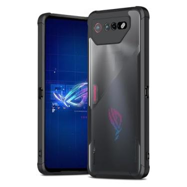 Imagem de Fanbiya TPU Capa para ROG Phone 6, 6 Pro Case com protetor de tela de vidro temperado e protetor de câmera, compatível com gatilho de ar, proteção de corpo inteiro resistente a suor e arranhões