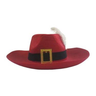 Imagem de Chapéu de Mosqueteiro Adulto com Pena - Extra Festas, Vermelho