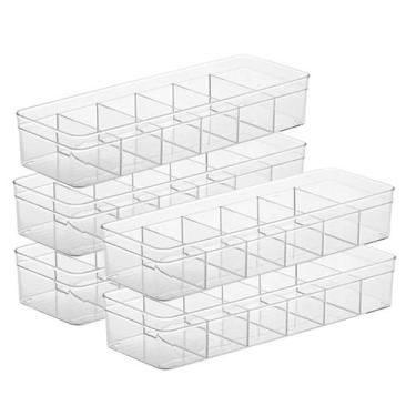 Imagem de Kit 5 Organizador 6 Divisória Multiuso Transparente Armários Joias - P