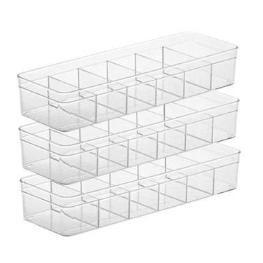 Imagem de Kit 3 Organizador 6 Divisória Multiuso Transparente Armários Joias - P