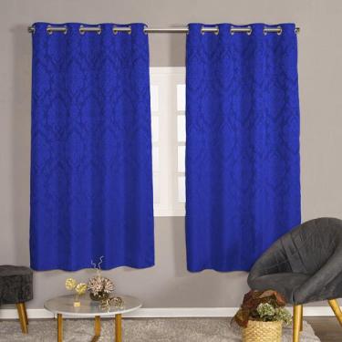 Imagem de Cortina 2,00x1,30 Jacquard Pequena Sala Quarto - Feffo Cortinas, Azul