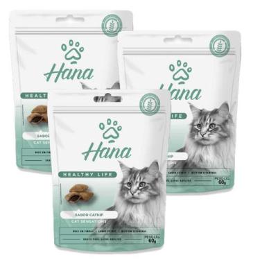 Imagem de Petisco Snack Hana Gato Adulto Catnip 60g kit 3un