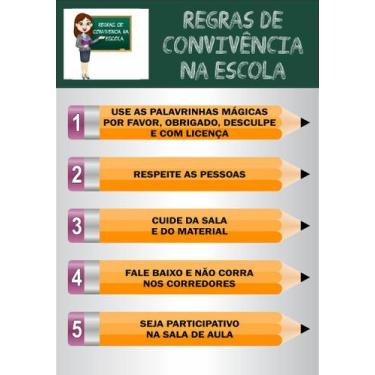 Imagem de Painel De Lona Escolar Regras De Convivência Na Escola - 100x070cm - F
