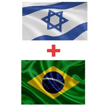 Imagem de Kit Bandeira De Israel + Bandeira Do Brasil (1,5m X 0,90cm) - maranata