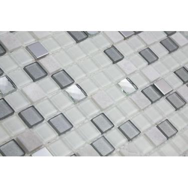 Imagem de Pastilha de Vidro 30x30 com Pedras Naturais e Metais Cristal Fit - Tro