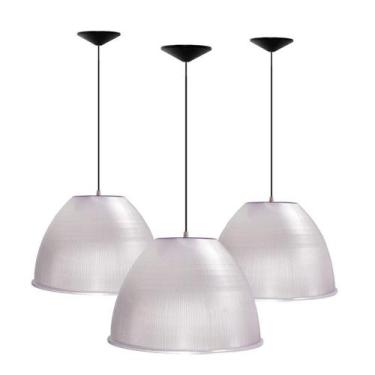 Imagem de Kit 3 Luminárias Prismática Para Galpão Pavilhão Industrial 16 Pol 40c