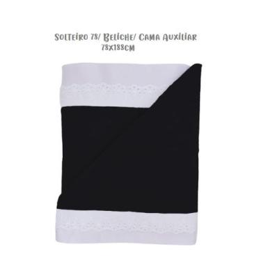 Imagem de Jogo de Lençol 3 Peças Solteiro 78 Beliche Bordado Inglês Preto Arruma
