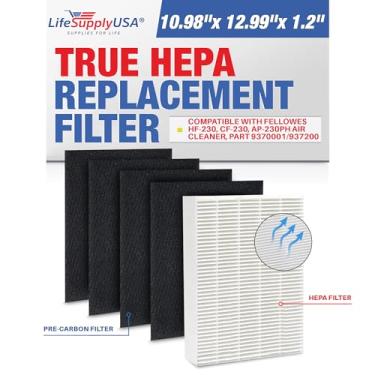 Imagem de True HEPA Air Cleaner Filter Replacement Set + 4 Activated Carbon Pre-Filters fit Fellowes HF-230, CF-230, AP-230PH Air Cleaner, Part 9370001/9372001 by LifeSupplyUSA