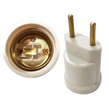 Imagem de Soquete Adaptador Tomada Porta Bocal Lâmpada E27 Bivolt FLP Branco