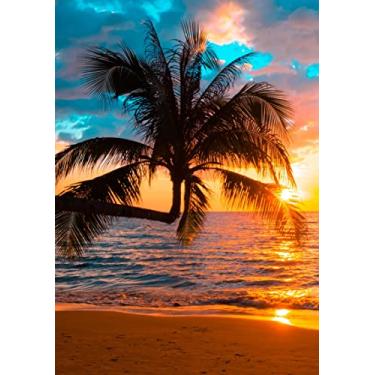 Imagem de Txtains Palmeiras tropicais de verão, pôr do sol dourado na praia, mar, oceano, jardim, bandeira, 30,5 x 45,7 cm, dupla face, quintal, casa de jardim, decoração