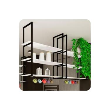 Imagem de Prateleira Estilo Industrial Teto Parede Cozinha 60cm P.B - Unidas