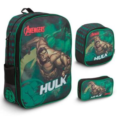 Imagem de Kit Mochila Infantil Masculina Hulk Estojo Envio Imediato - Toys 2U
