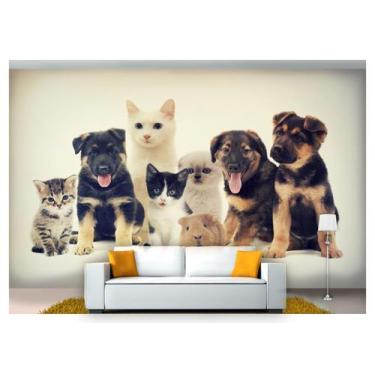 Imagem de Papel De Parede Animais Cachorro Gato Pet 3D Anm153 - Você Decora