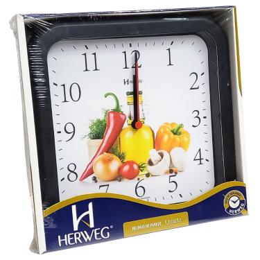 Imagem de Relógio de Parede Quartz Herweg Analógico Legumes Preto 660001 - 034