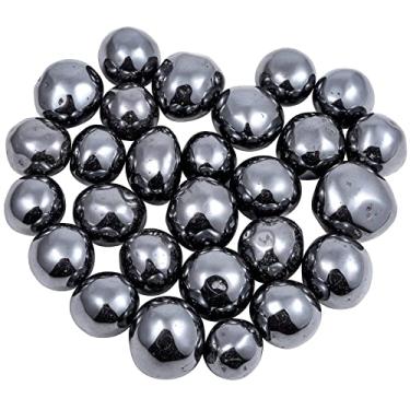 Imagem de Nupuyai 460 g (cerca de 460 g) Pedras polidas com cristais irregulares para aquecimento/energia/pedras de hematita lisas Wicca para decoração de casa/jardim 1,8 a 3,6 cm