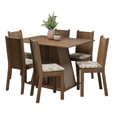 Imagem de Conjunto Sala de Jantar Mesa Tampo de Madeira 4 Cadeiras Rustic Agnes Madesa