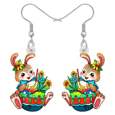 Imagem de YINYA Brincos de coelho de acrílico adoráveis ovos de páscoa pendurados, joias de coelho, presentes engraçados para mulheres, crianças, meninas, berloques, decoração de lembrancinhas de festa, Medium,