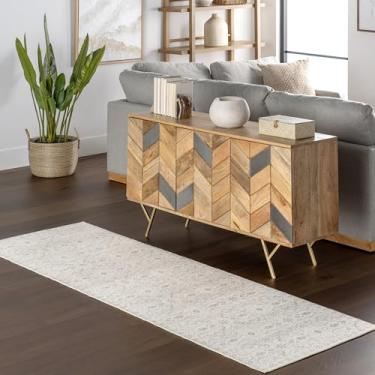 Imagem de nuLOOM Ariya Tapete floral de algodão – Tapete de corrida 5 x 20 cm, creme/bege, para sala de estar, quarto, sala de jantar, entrada, corredor, cozinha