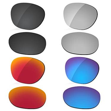 Imagem de LenzReborn Óculos de sol de substituição de lentes polarizadas para RayBan Wayfarer RB2132 55 mm - preto escuro + cinza prateado + vermelho fogo + azul gelo