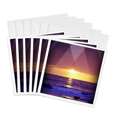 Imagem de 3dRose Sundown - Fotografia estilizada do pôr do sol sobre o oceano pacífico, cartões comemorativos, conjunto de 6 (gc_173463_1)
