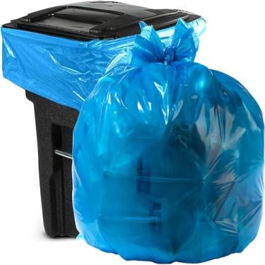 Imagem de Aluf Plastics Sacos de lixo azuis de 55 galões para Rubbermaid Brute - Pacote com 100 - Sacos de lixo ou reciclagem 96,5 cm x 139,6 cm 1,2 (equivalente) MIL - Para industrial, casa, empreiteiro