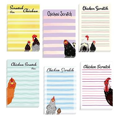 Imagem de Pacote com 6 galinhas engraçadas adesivas para fazer bloco de notas 10 x 15 cm, presentes de galinha para amantes de galinha, blocos de notas autoadesivos, galo, bebê, pintinho, galinheiro, presente para amantes de escritório, 50 folhas/pacote