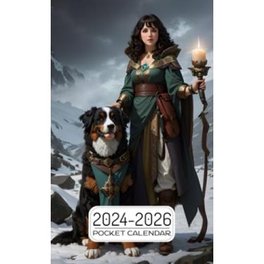Imagem de Pocket Calendar 2024-2026: Two-Year Monthly Planner for Purse, 36 Months from January 2024 to December 2026 | Changeling druid | Bernese mountain dog
