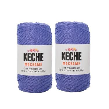 Imagem de Cordão de macramê | Suprimentos de macramê fio de corda de macramê de poliéster de 3 mm para corredor de mesa, decoração de parede, pendurar plantas, 130 metros, pacote com 2 - azul